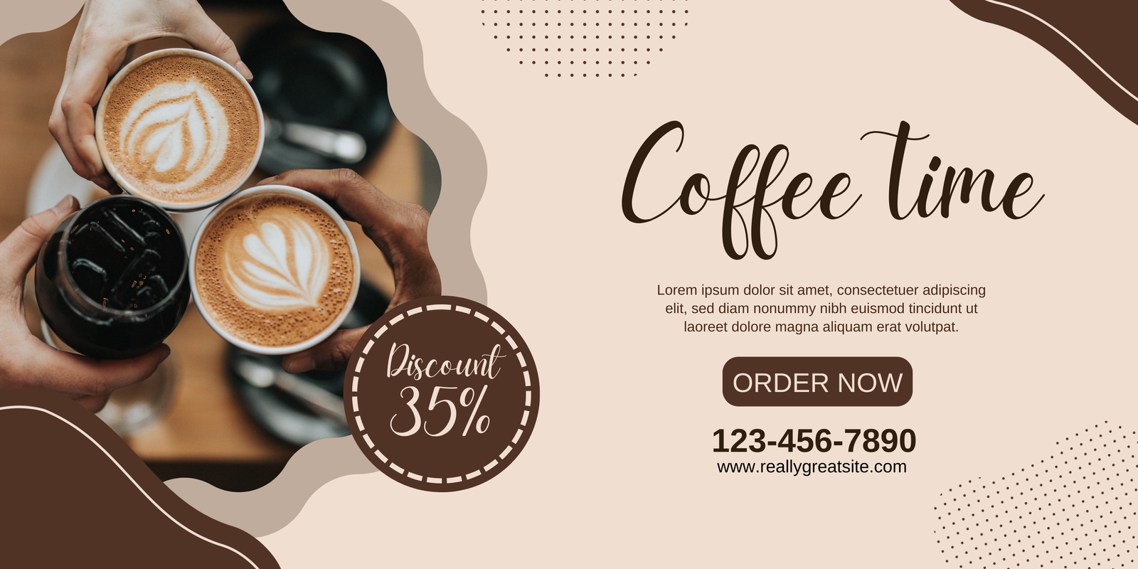 Beige Brown Abstract Modern Coffee Shop Banner