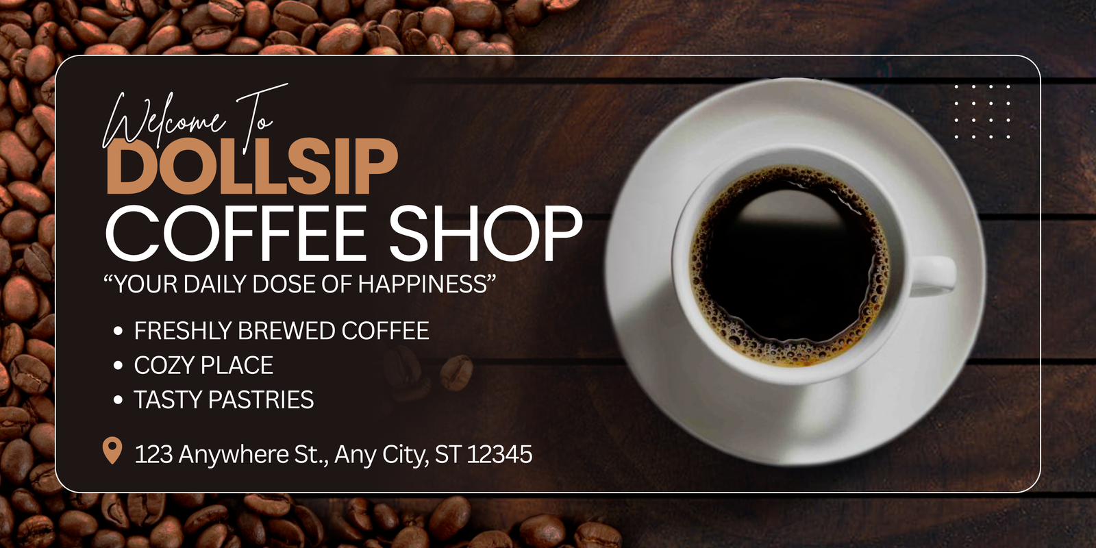 Brown and Black Simple Coffee Shop Banner Landscape
